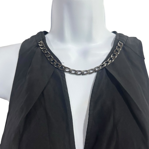 Parker Black Silk Sleeveless Top with Chain Neckline - XS - Picture 3 of 7